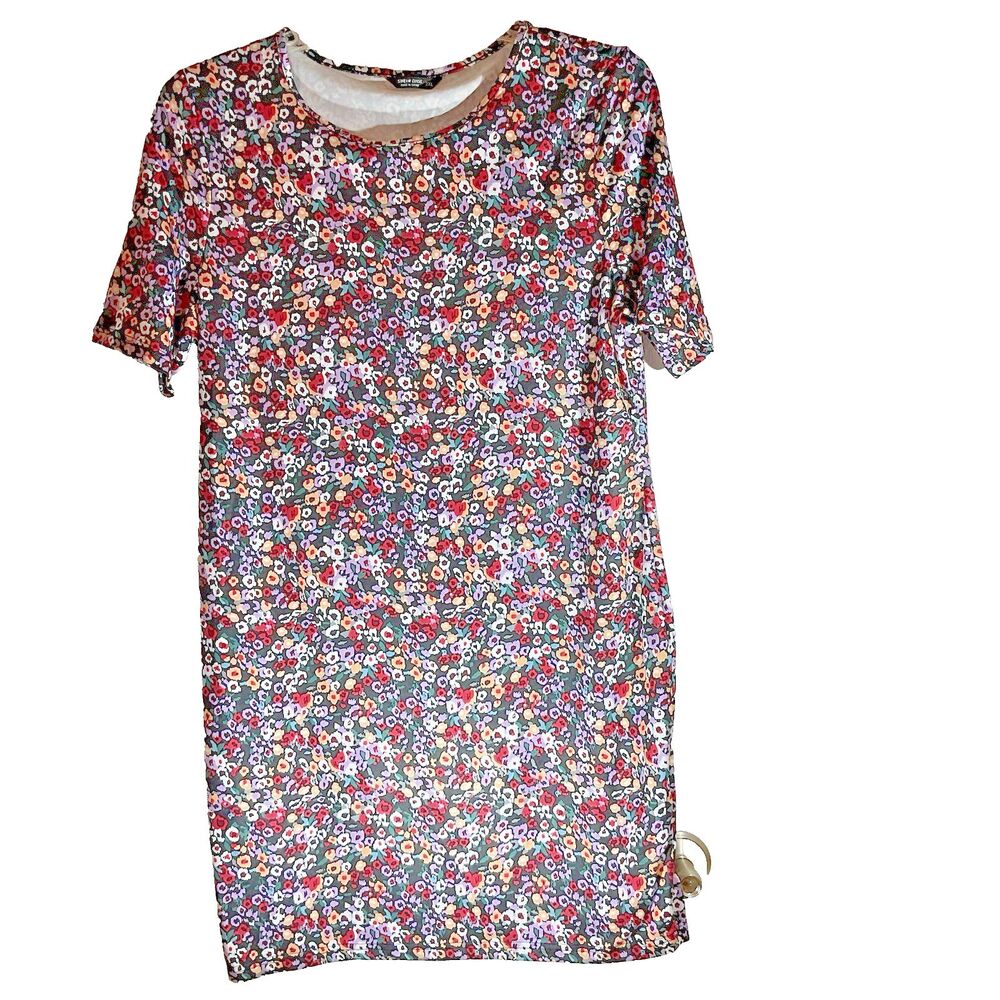Floral Dress Pullover Sheath Dress Size XXL Short Sleeve Soft Knit Knee-length